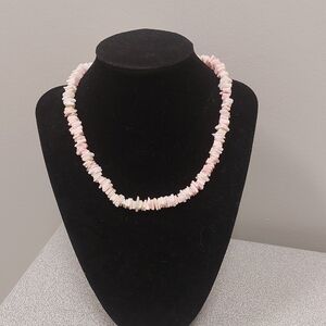 Light Pink Puka Shell Small Choker Necklace 14"